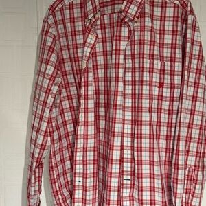Nautica Red and White Checkered Men's Shirt